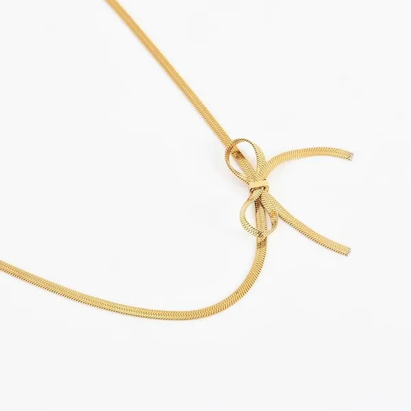 Stainless_Steel_Bow_Knot_Pendant_Necklace