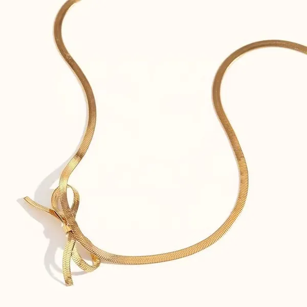 Stainless_Steel_Bow_Knot_Pendant_Necklace