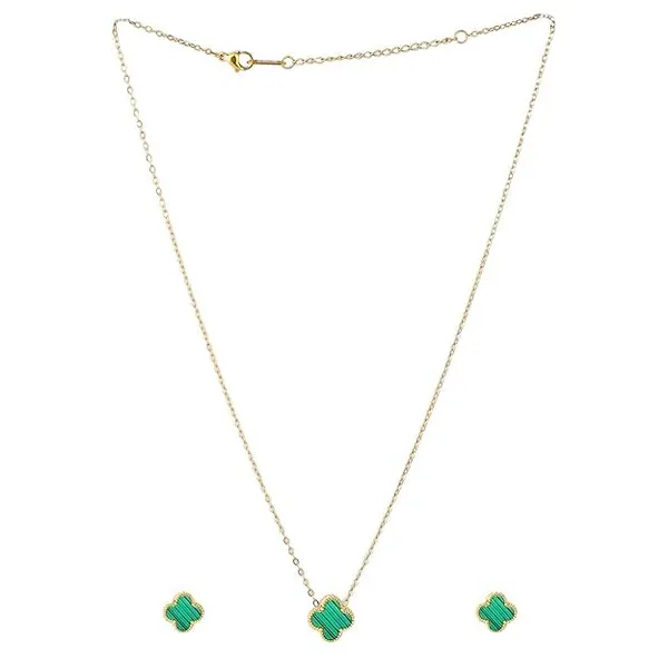 Clover_Pendant_Necklace_And_Stud_Earrings_Set