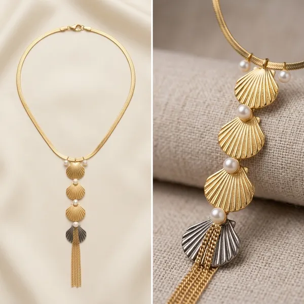 Gold_Plated_Layered_Necklace_With_Flower_Pendant