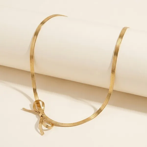 Stainless_Steel_Bow_Knot_Pendant_Necklace