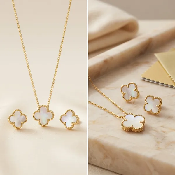 Clover_Pendant_Necklace_And_Stud_Earrings_Set