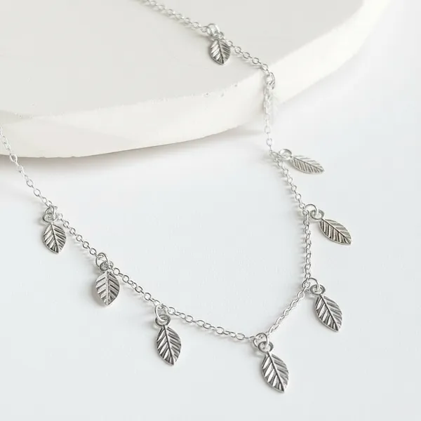 Leaf_Charm_Necklace_In_Sterling_Silver