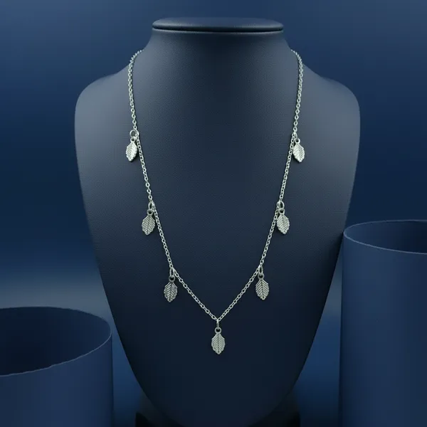 Leaf_Charm_Necklace_In_Sterling_Silver