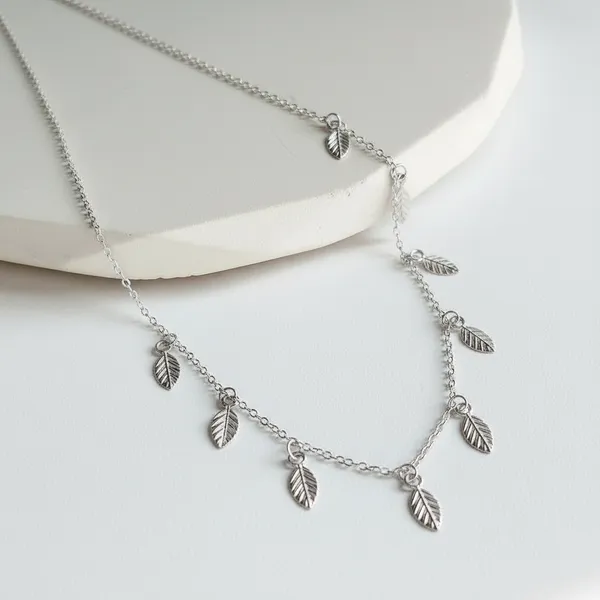 Leaf_Charm_Necklace_In_Sterling_Silver