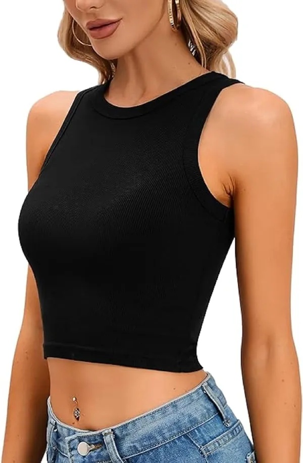 Brown_Cotton_Ribbed_Slim_Fit_Crew_Neck_Crop_Tank_Top_For_Women