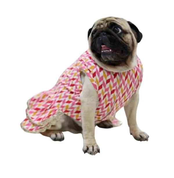 Pink_Cotton_Printed_Bow_Lace_Detail_Dress_For_Dogs