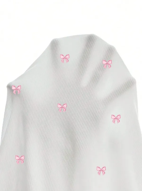White_Cotton_Ribbed_Slim_Fit_Bow_Print_Tank_Top_For_Women