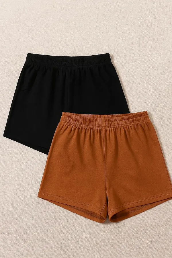 Black_Brown_Cotton_High-Waist_Lounge_Shorts_For_Women