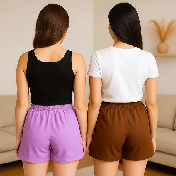 Brown_And_Lavender_Cotton_High-Waist_Lounge_Shorts_For_Women