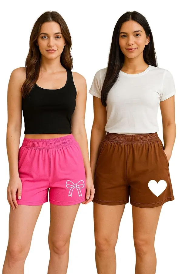 Brown_Pink_Cotton_High-Waist_Lounge_Shorts_For_Women