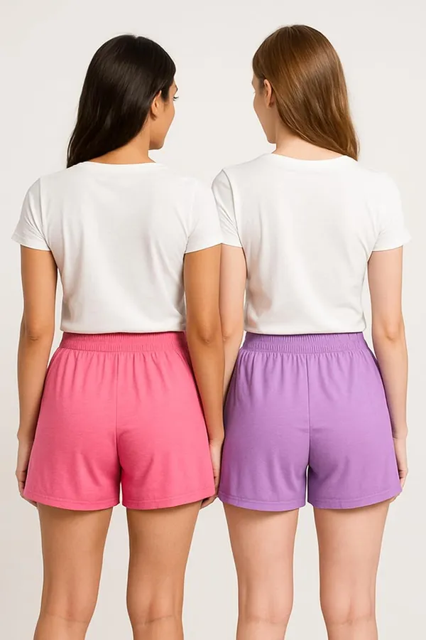 Pink_Lavender_Cotton_High-Waist_Lounge_Shorts_For_Women