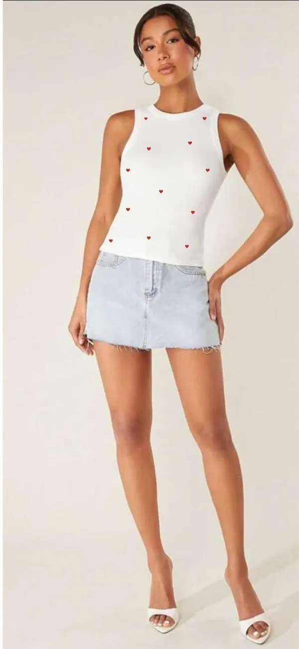 White_Cotton_Sleeveless_Heart_Print_Tank_Top_For_Women