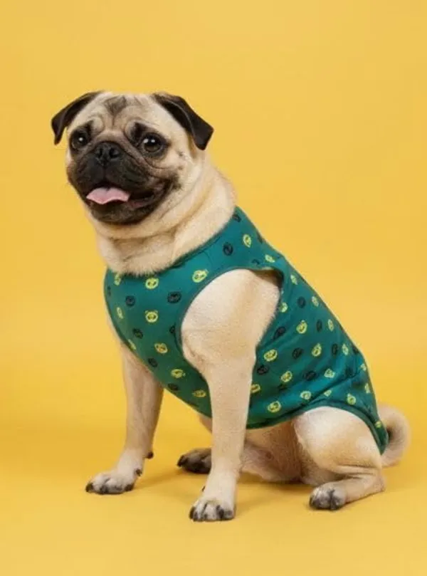 Green_Cotton_Penguin_Print_Sleeveless_T-Shirt_For_Dogs