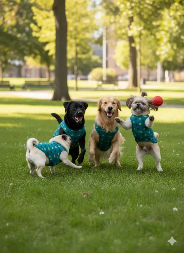 Green_Cotton_Penguin_Print_Sleeveless_T-Shirt_For_Dogs