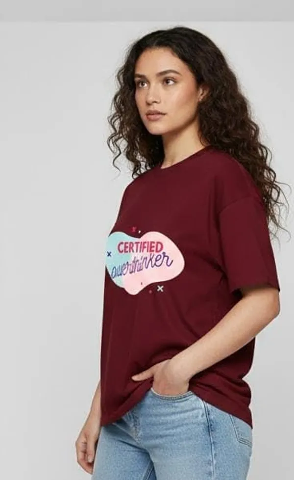 Maroon_Cotton_Oversized_Graphic_Print_T-Shirt_For_Women