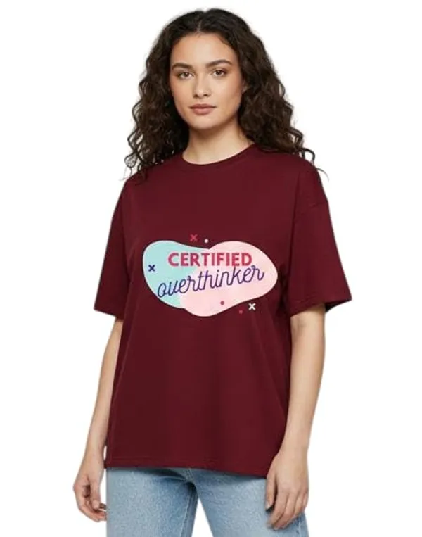 Maroon_Cotton_Oversized_Graphic_Print_T-Shirt_For_Women