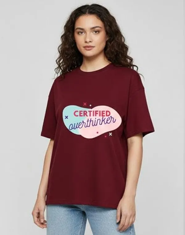 Maroon_Cotton_Oversized_Graphic_Print_T-Shirt_For_Women