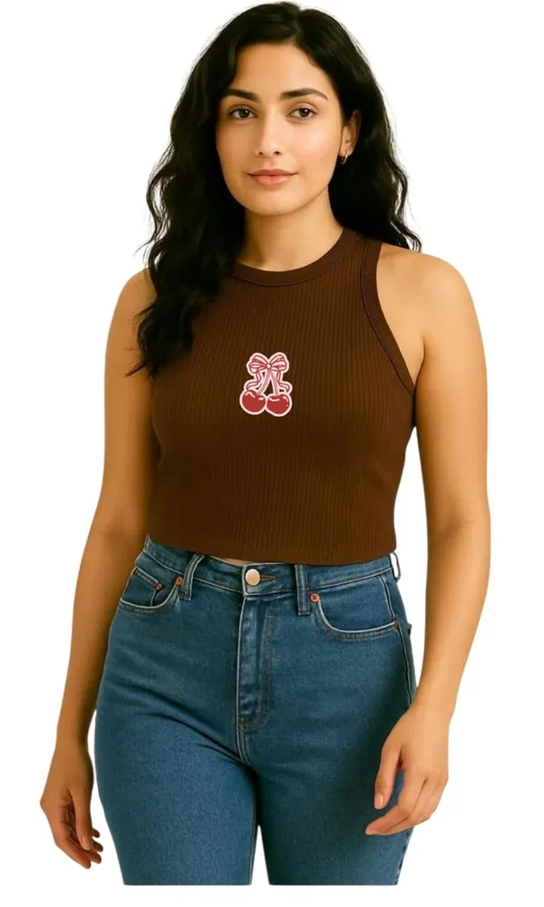 Brown_Cotton_Slim_Fit_Cherry_Print_Tank_Top_For_Women