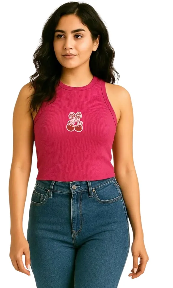 Pink_Cotton_Slim_Fit_Cherry_Print_Tank_Top_For_Women