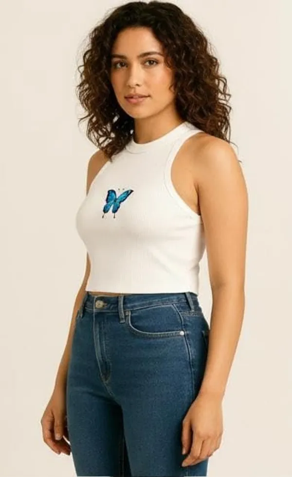 White_Cotton_Graphic_Print_Sleeveless_Tank_Top_For_Women