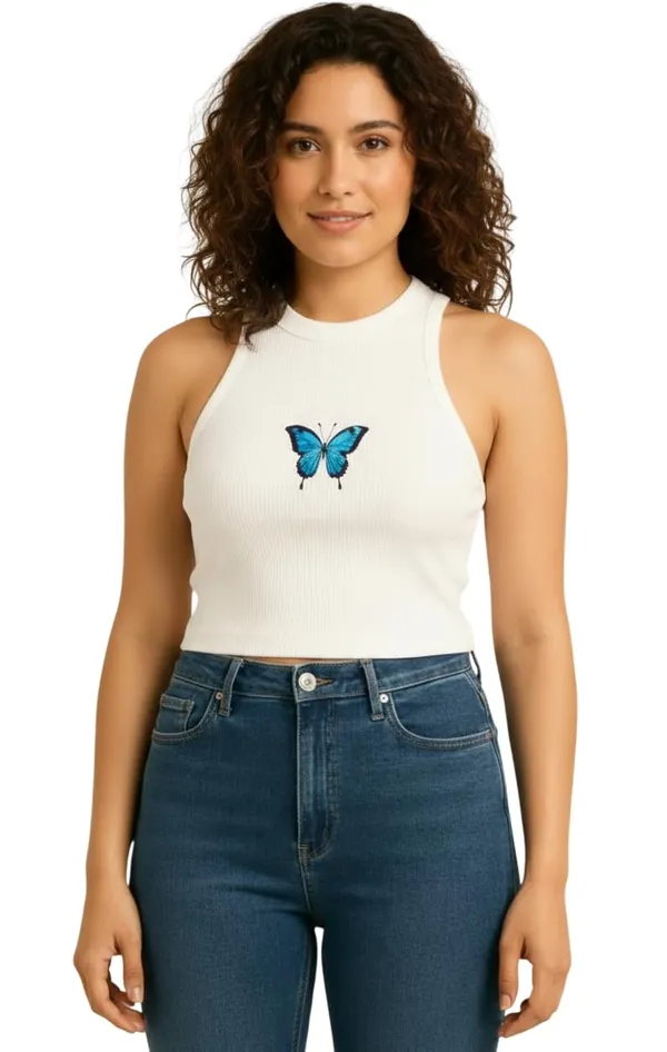 White_Cotton_Graphic_Print_Sleeveless_Tank_Top_For_Women