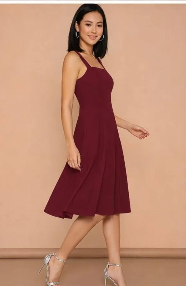 Maroon_Cotton_Sleeveless_Midi_Dress_For_Women