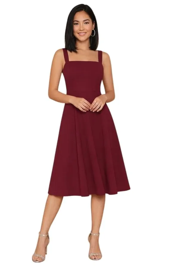 Maroon_Cotton_Sleeveless_Midi_Dress_For_Women