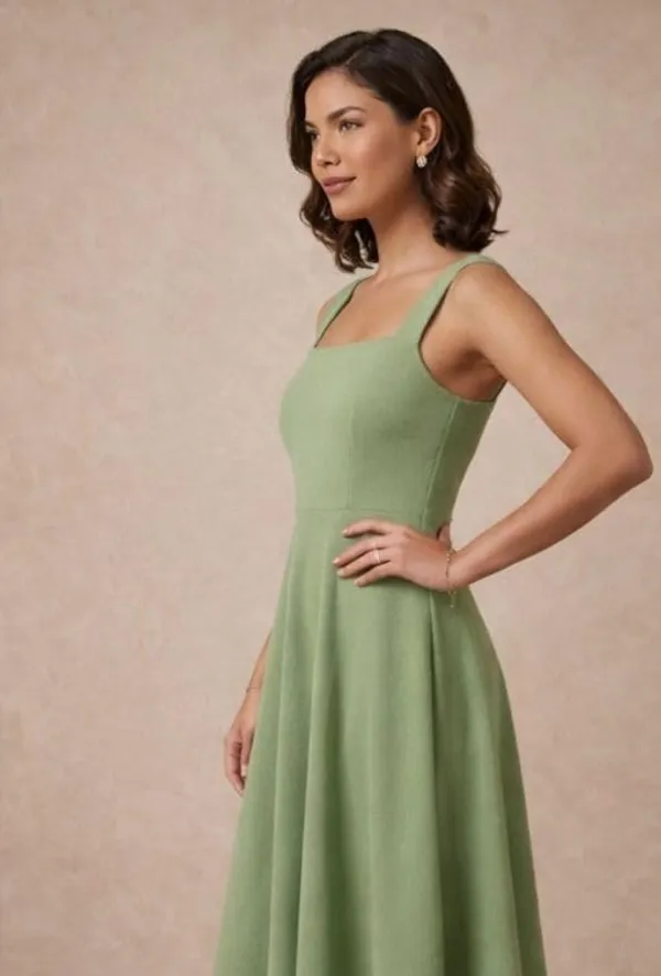 Pista_Green_Sleeveless_Midi_Dress_For_Women