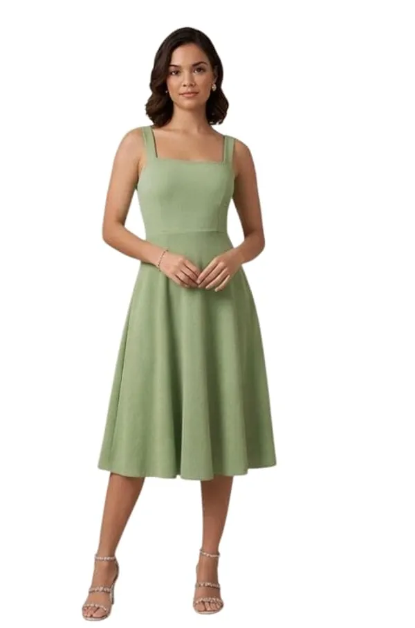 Pista_Green_Sleeveless_Midi_Dress_For_Women