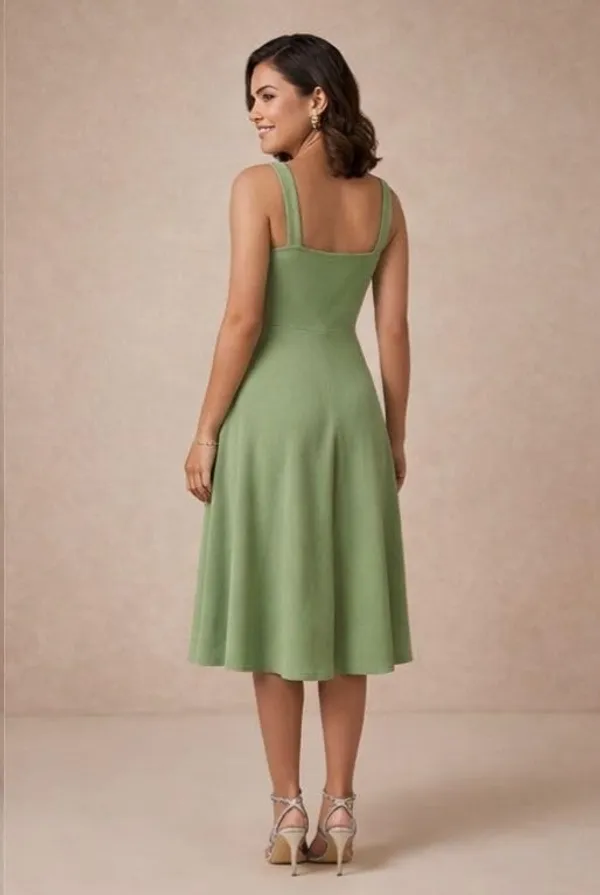 Pista_Green_Sleeveless_Midi_Dress_For_Women