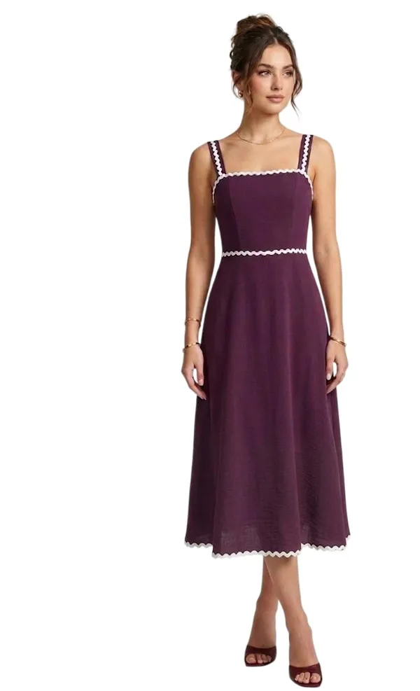 Wine_Cotton_Blend_Zig_Zag_Print_Midi_Dress_For_Women