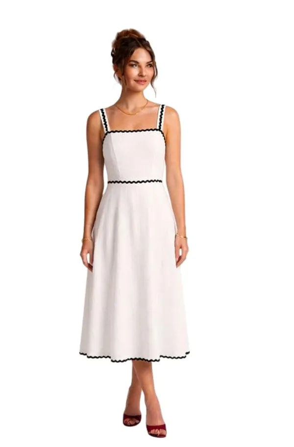 White_Cotton_Blend_Zig_Zag_Print_Midi_Dress_For_Women