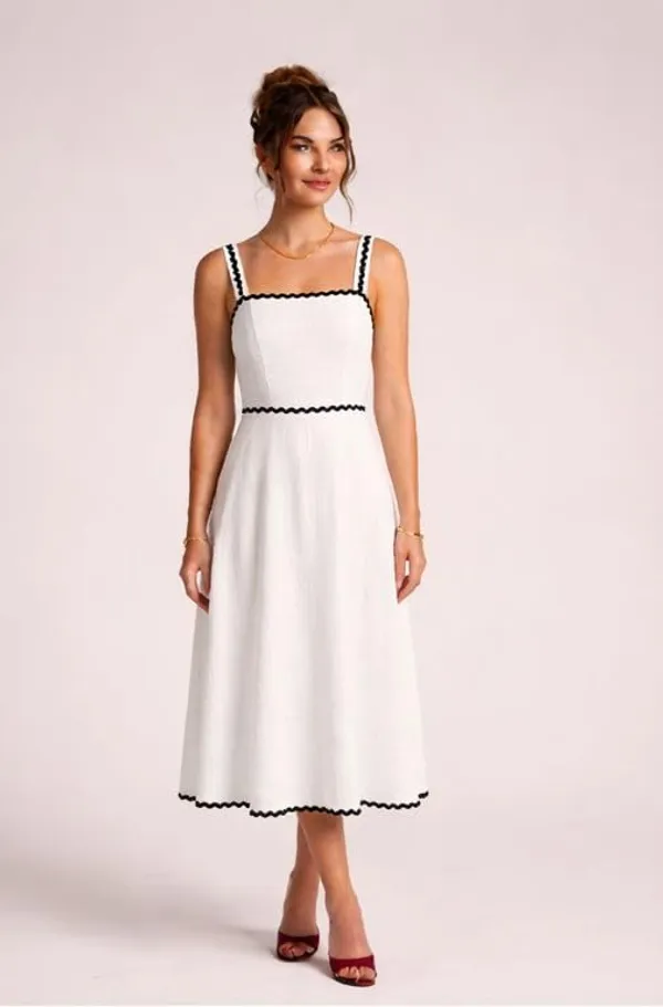 White_Cotton_Blend_Zig_Zag_Print_Midi_Dress_For_Women