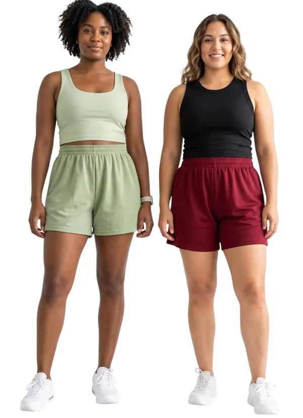 Maroon_And__Pista_Shorts_Pack_Of_2_For_Women