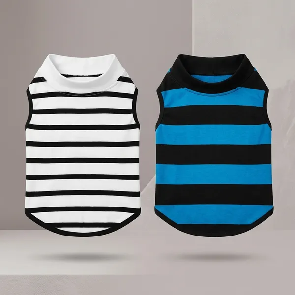 White_And_Blue_Cotton_Sleeveless_Striped_Vest_For_Dogs