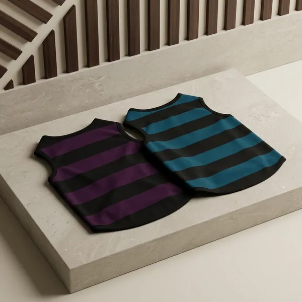 Wine__And_Green_Cotton_Sleeveless_Striped_Vest_For_Dogs
