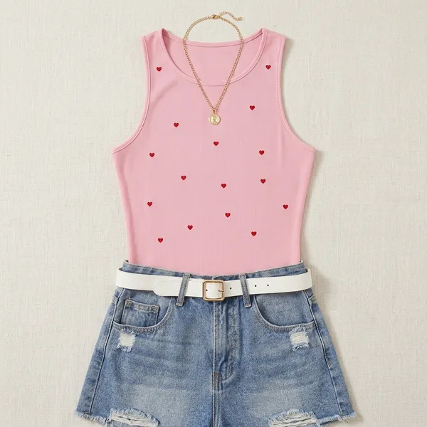 Pink_Cotton_Sleeveless_Heart_Print_Tank_Top_For_Women