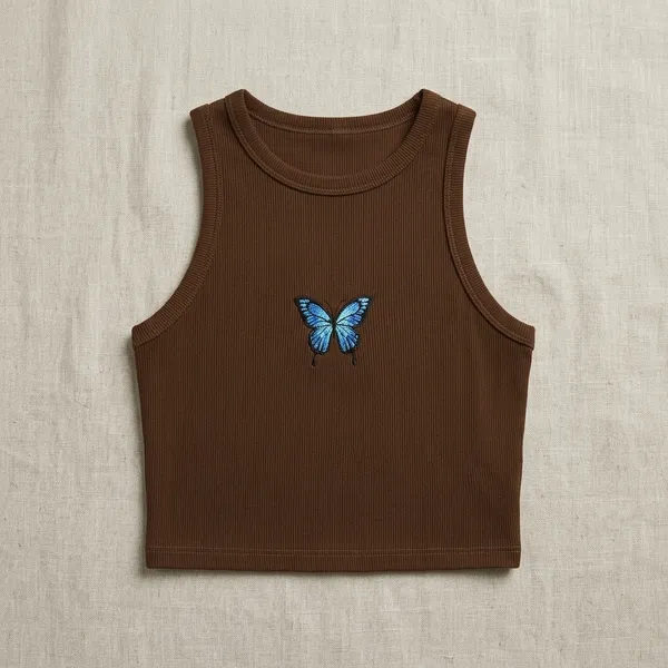 Brown_Cotton_Graphic_Print_Sleeveless_Tank_Top_For_Women