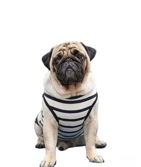White_Cotton_Striped_T_Shirt_For_Dogs
