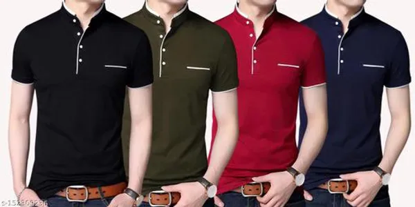 Black_Olive_Red_Navy_Blue_Cotton_T_Shirt_For_Men_Pack_Of_4