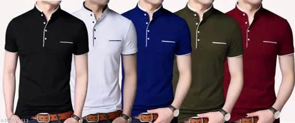Lets_Shine_Smart_T_Shirts_Of_5_Piece_Combo_Made_Up_Of_Pure_Cotton_Regular_Casual_Formal_Partywear_Black_White_Blue_Olive_Maroon_Color