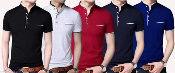 Lets_Shine_Smart_T_Shirts_Of_5_Piece_Combo_Made_Up_Of_Pure_Cotton_Regular_Casual_Formal_Partywear_Black_White_Red_Navy_Blue_Color