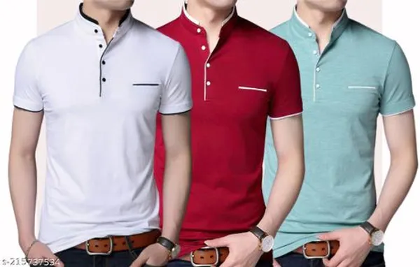 White_Red_Sea_Green_Cotton_Regular_Fit_T-Shirt_For_Men_Pack_Of_3