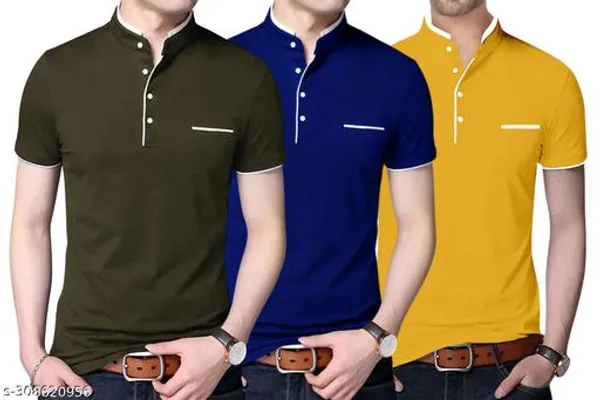 Olive_Blue_Yellow_Cotton_Regular_Fit_T-Shirt_For_Men_Pack_Of_3