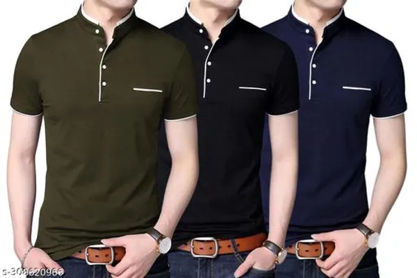 Lets_Shine_Handsome_T_Shirts_For_Men_Made_Up_Of_Cotton_Combo_Pack_Of_3_Used_For_Regular_Casual_Formal_Party_Olive_Black_Navy_Blue