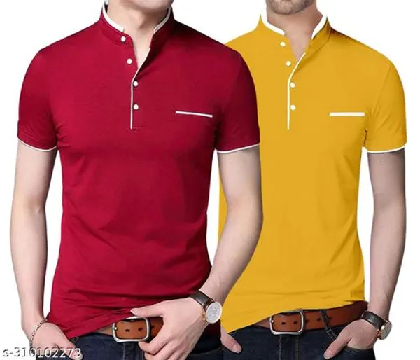 Lets_Shine_Charming_T_Shirts_For_Men_And_Boys_For_Regular_Casual_Official_Formal_And_Partywear_Combo_Pack_Of_2_(Yellow_And_Red)