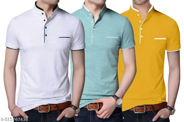 Lets_Shine_Handsome_T_Shirts_For_Men_Made_Up_Of_Cotton_Combo_Pack_Of_3_Used_For_Regular_Casual_Formal_Party_White_Sea_Green_Yellow