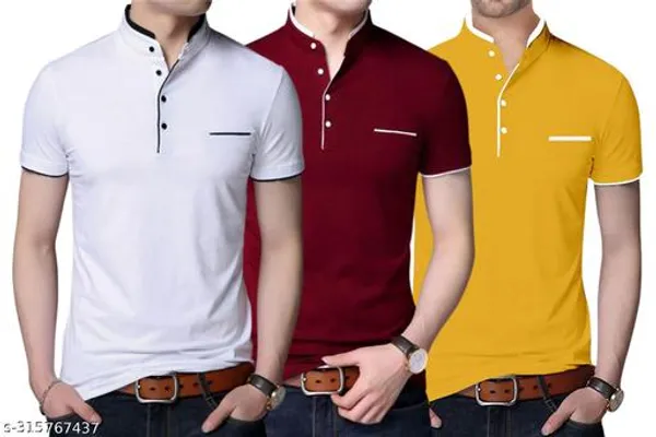 Lets_Shine_Handsome_T_Shirts_For_Men_Made_Up_Of_Cotton_Combo_Pack_Of_3_Used_For_Regular_Casual_Formal_Party_White_Maroon_Yellow