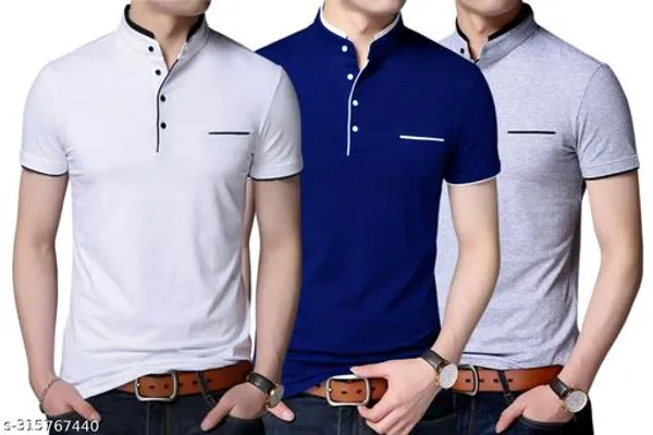 White_Blue_Grey_Cotton_T_Shirt_For_Men_Pack_Of_3
